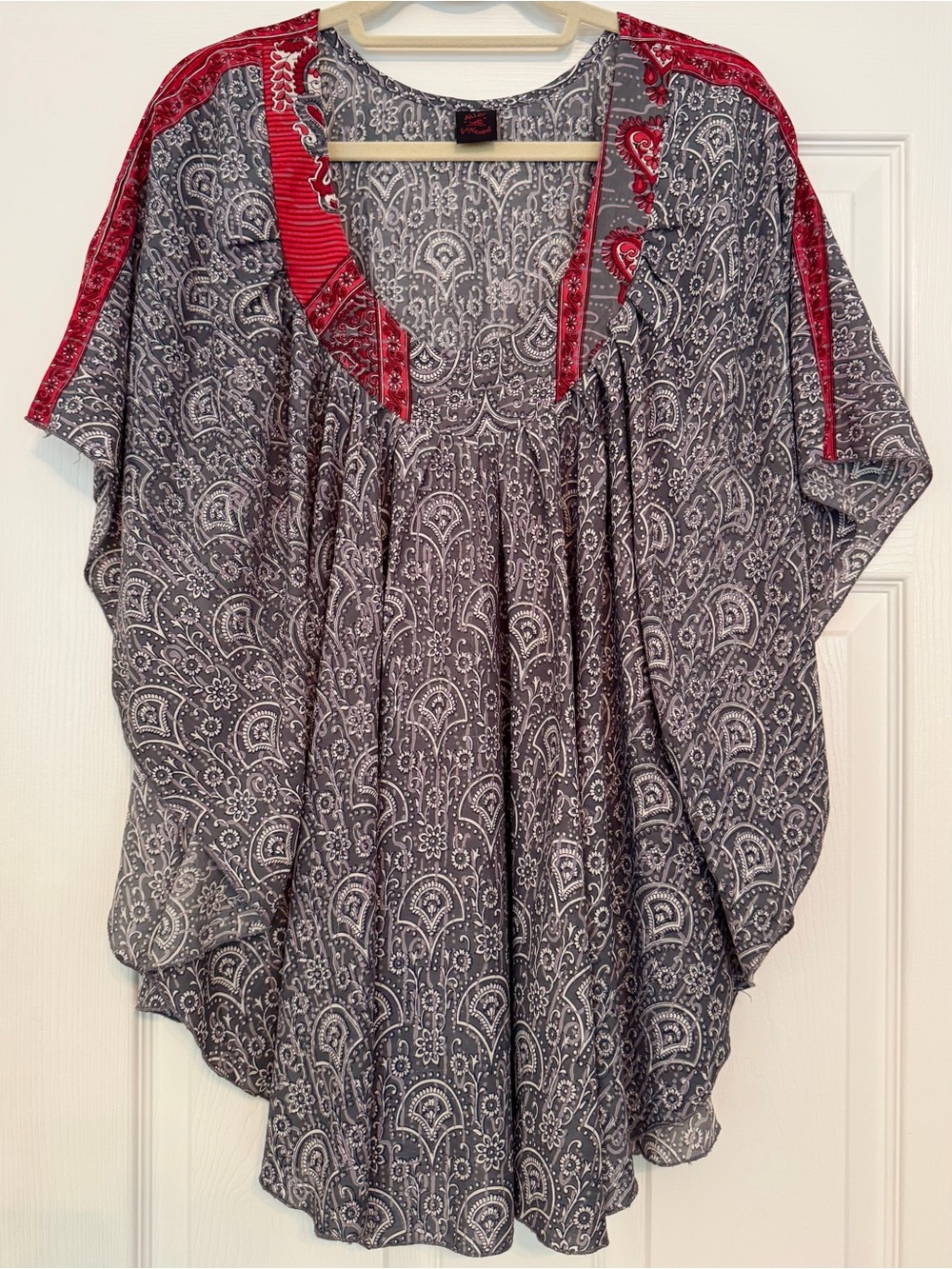 Aller Simplement Lightweight Indian Poncho Top Blue